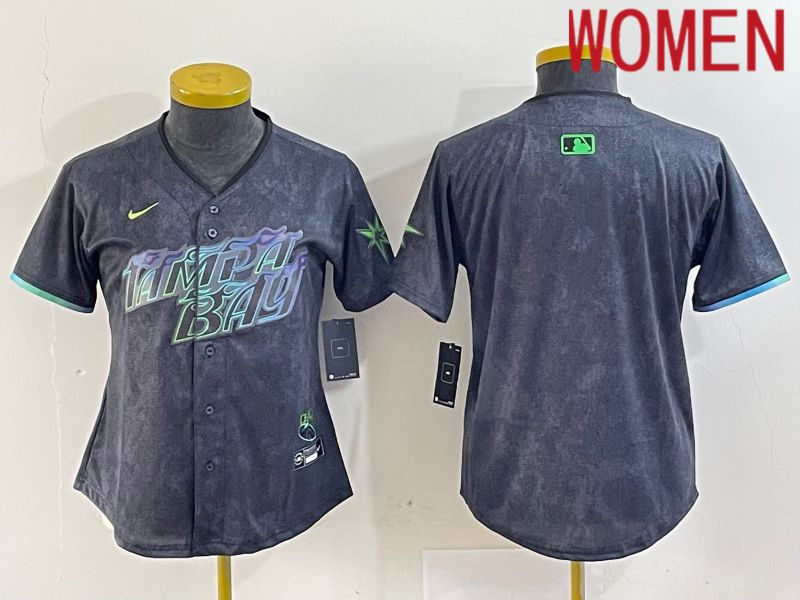 Women Tampa Bay Rays Blank Nike MLB Limited City Connect Black 2024 Jersey style 1->women mlb jersey->Women Jersey